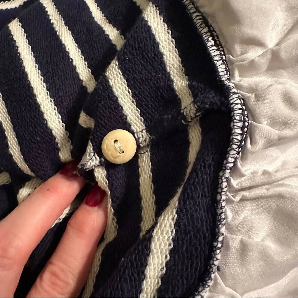 CREWCUTS J Crew 14 L Girls Navy Blue White Striped Top White Ruffle Bottom R $69